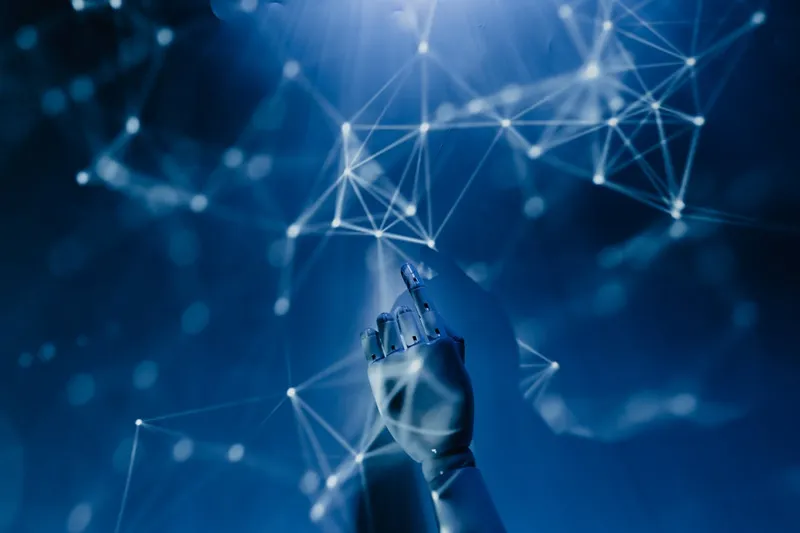 Robot IA pointant vers un workflow automatisé
