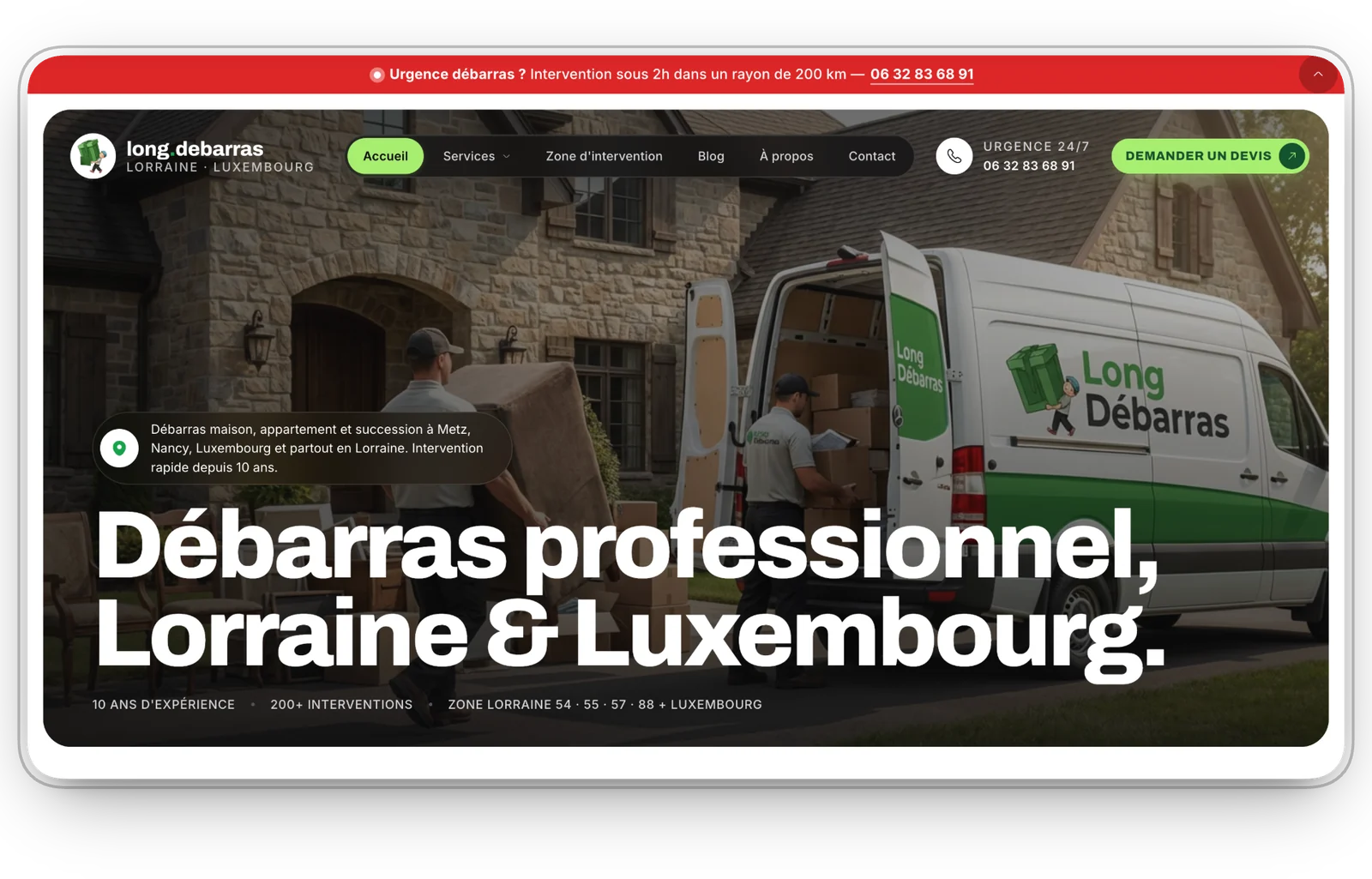 Le site de Long Débarras, réalisé par NEXEL.dev