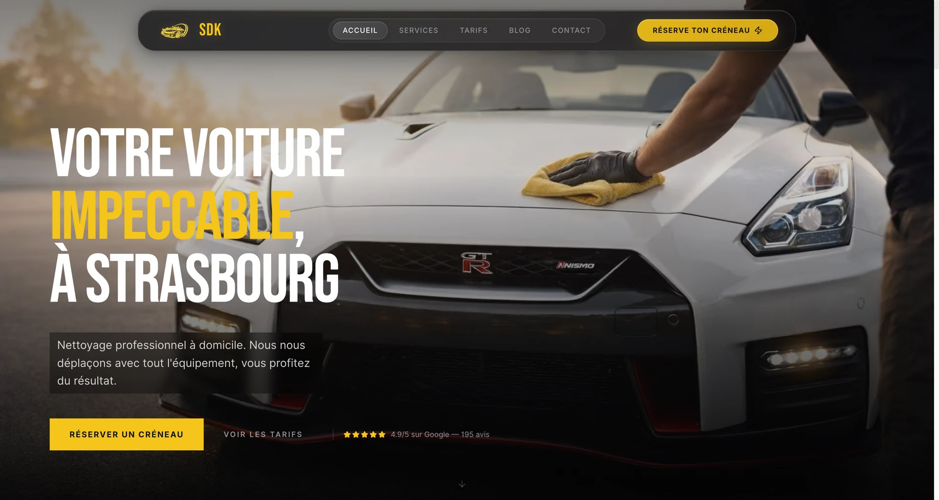 La page d’accueil du site SDK Nettoyage, capture desktop